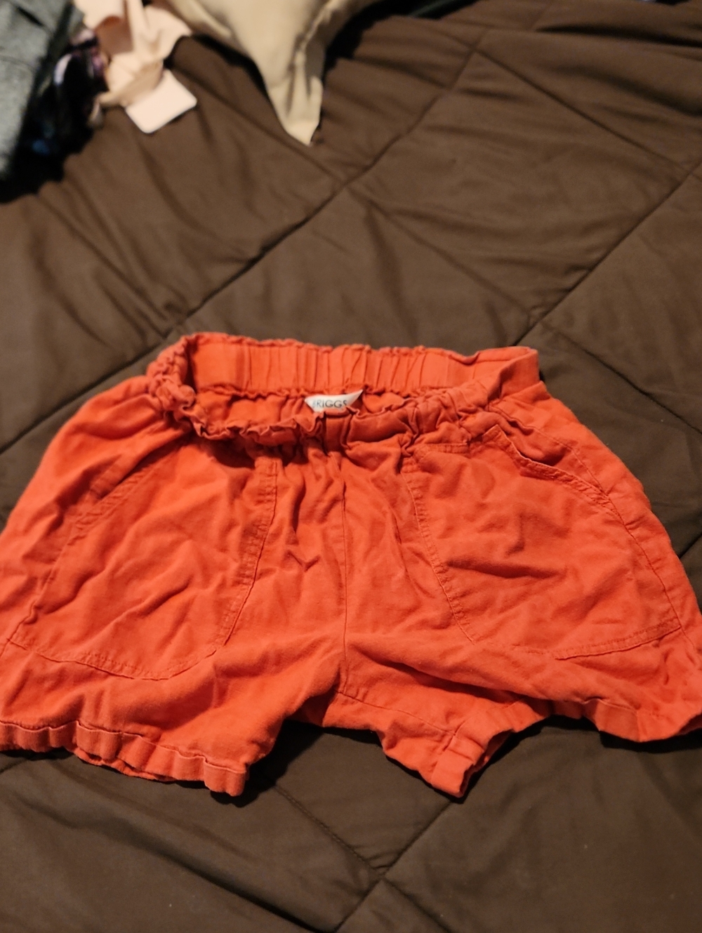 Briggs Rust-Orange High Waist Paperbag Shorts